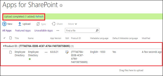 Uploading in App Catalog